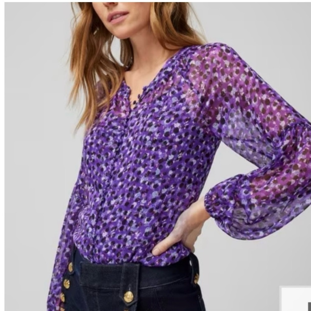 WHBM: long sleeve button clip women top